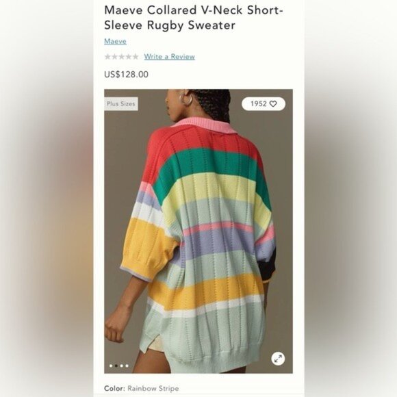 NWT Size S (P2P 26") -Maeve Collared Cotton Rugby Sweater White (NWT US$ 128) - Picture 16 of 16